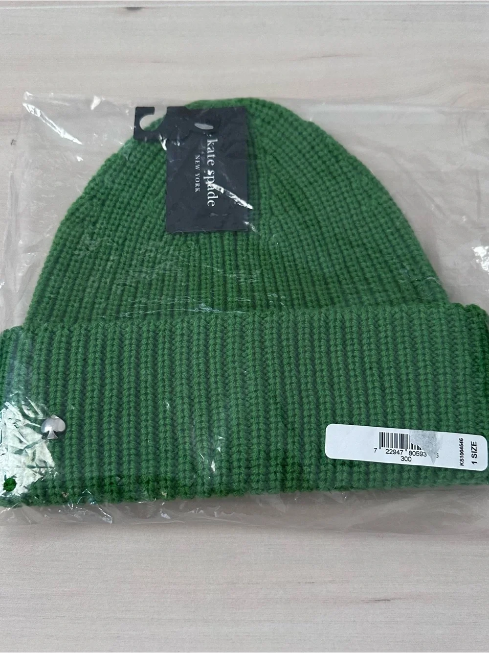 Kate Spade green Spade Cuff Beanie